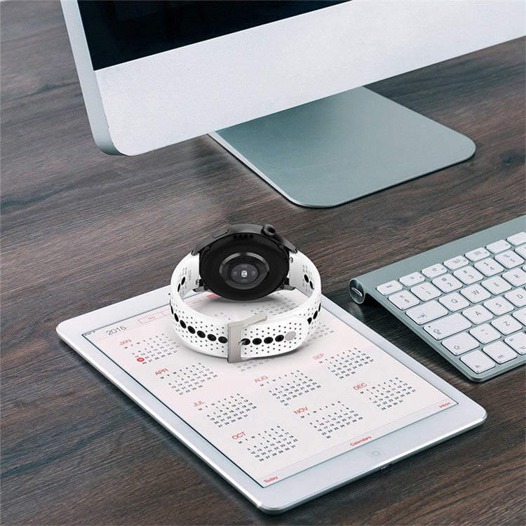 22mm Dual Color Silicone Watch Bands Adjustable Replacement Straps for Huawei Watch GT Runner / Huawei Watch GT 3 46mm / Watch 3 / GT2 Pro / Samsung Galaxy Watch3 45mm / Watch 42mm - White/Black