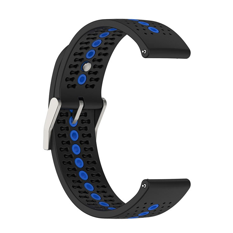 22mm Dual Color Silicone Watch Bands Adjustable Replacement Straps for Huawei Watch GT Runner / Huawei Watch GT 3 46mm / Watch 3 / GT2 Pro / Samsung Galaxy Watch3 45mm / Watch 42mm - Black/Blue