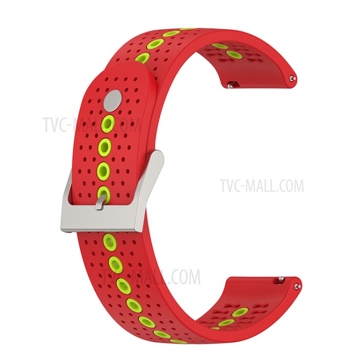 20mm Dual Color Sports Silicone Watch Bands Adjustable Straps for Samsung Galaxy Watch6 40mm 44mm / Watch6 Classic 43mm 47mm / Watch 5 40mm 44mm / 5 Pro 45mm / Watch4 40mm 44mm - Red / Green