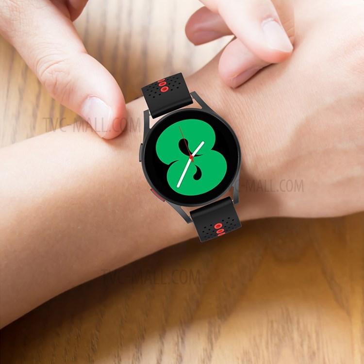 20mm Dual Color Sports Silicone Watch Bands Adjustable Straps for Samsung Galaxy Watch6 40mm 44mm / Watch6 Classic 43mm 47mm / Watch 5 40mm 44mm / 5 Pro 45mm / Watch4 40mm 44mm - Red / Green