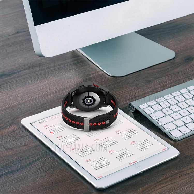 20mm Dual Color Sports Silicone Watch Bands Adjustable Straps for Samsung Galaxy Watch6 40mm 44mm / Watch6 Classic 43mm 47mm / Watch 5 40mm 44mm / 5 Pro 45mm / Watch4 40mm 44mm - Red / Green