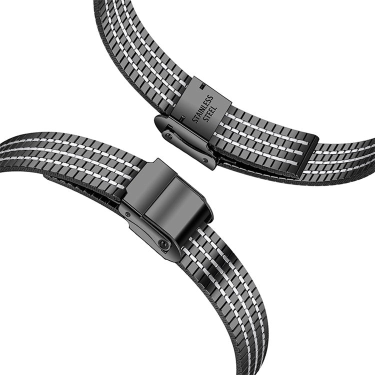 Seven Beads Solid Stainless Steel Watch Band Metal Wristband for Fitbit Inspire 2 - Black