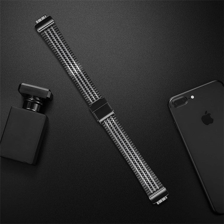 Seven Beads Solid Stainless Steel Watch Band Metal Wristband for Fitbit Inspire 2 - Black