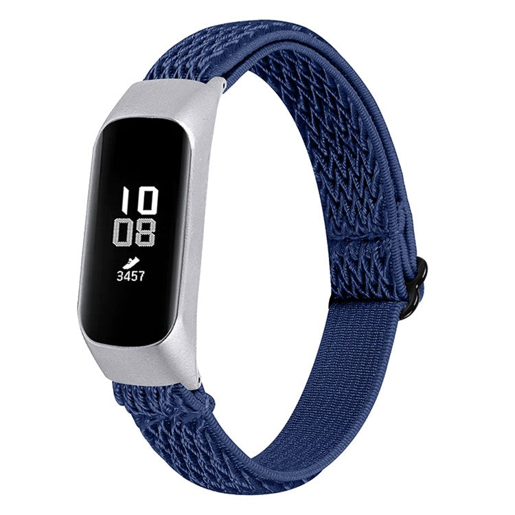 Adjustable Elastic Wrist Band Soft Stretch Braided Nylon Loop Bracelet Strap Replacement for Samsung Galaxy Fit-e R375 - Midnight Blue