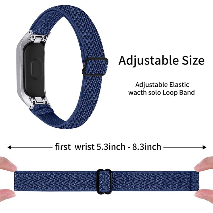 Adjustable Elastic Wrist Band Soft Stretch Braided Nylon Loop Bracelet Strap Replacement for Samsung Galaxy Fit-e R375 - Midnight Blue