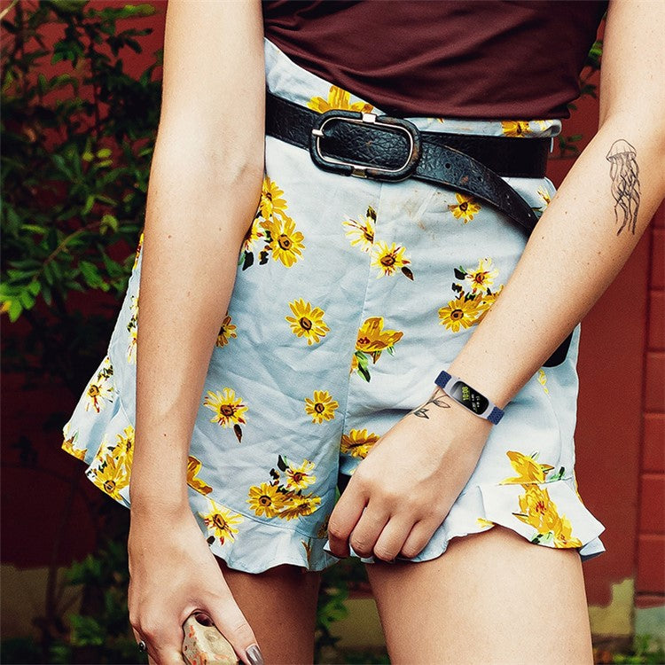 Adjustable Elastic Wrist Band Soft Stretch Braided Nylon Loop Bracelet Strap Replacement for Samsung Galaxy Fit-e R375 - Midnight Blue