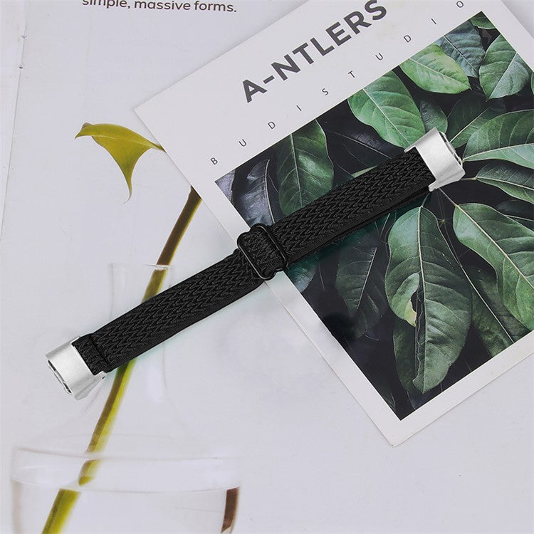 Adjustable Nylon Sport Loop Watch Band Braided Weave Replacement Strap for Samsung Galaxy Fit R375 - Black