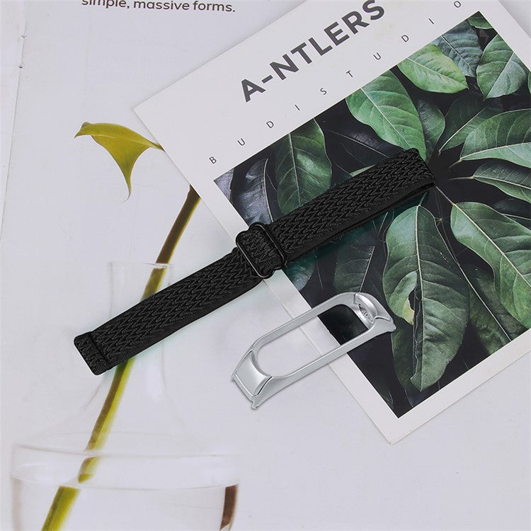 Braided Nylon Strap Watch Band Adjustable Elastic Solo Sports Loop Bracelet for Xiaomi Mi Band 4 / 3 - Black