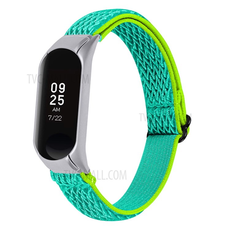Braided Nylon Strap Watch Band Adjustable Elastic Solo Sports Loop Bracelet for Xiaomi Mi Band 4 / 3 - Yellow/Green