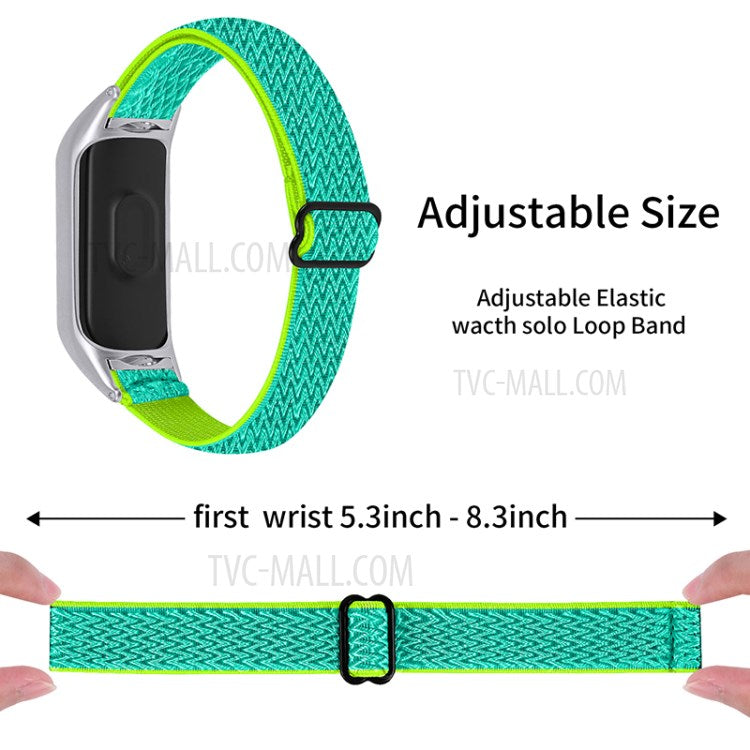 Braided Nylon Strap Watch Band Adjustable Elastic Solo Sports Loop Bracelet for Xiaomi Mi Band 4 / 3 - Yellow/Green