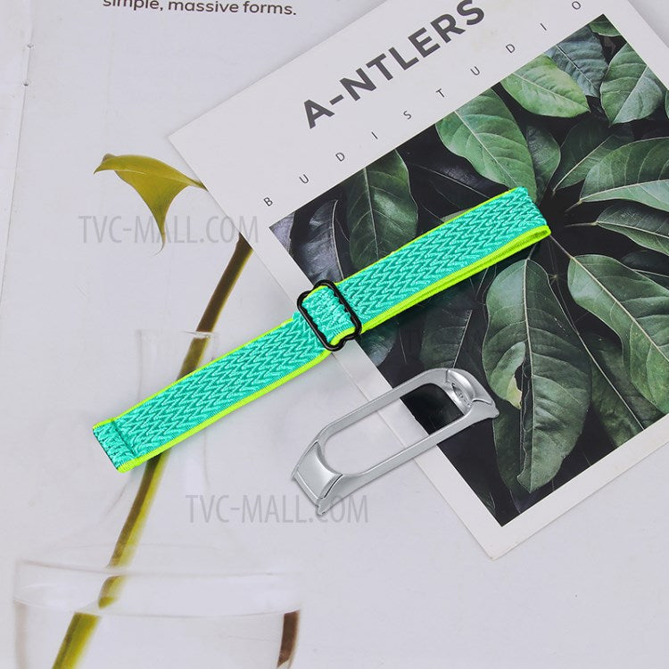 Braided Nylon Strap Watch Band Adjustable Elastic Solo Sports Loop Bracelet for Xiaomi Mi Band 4 / 3 - Yellow/Green