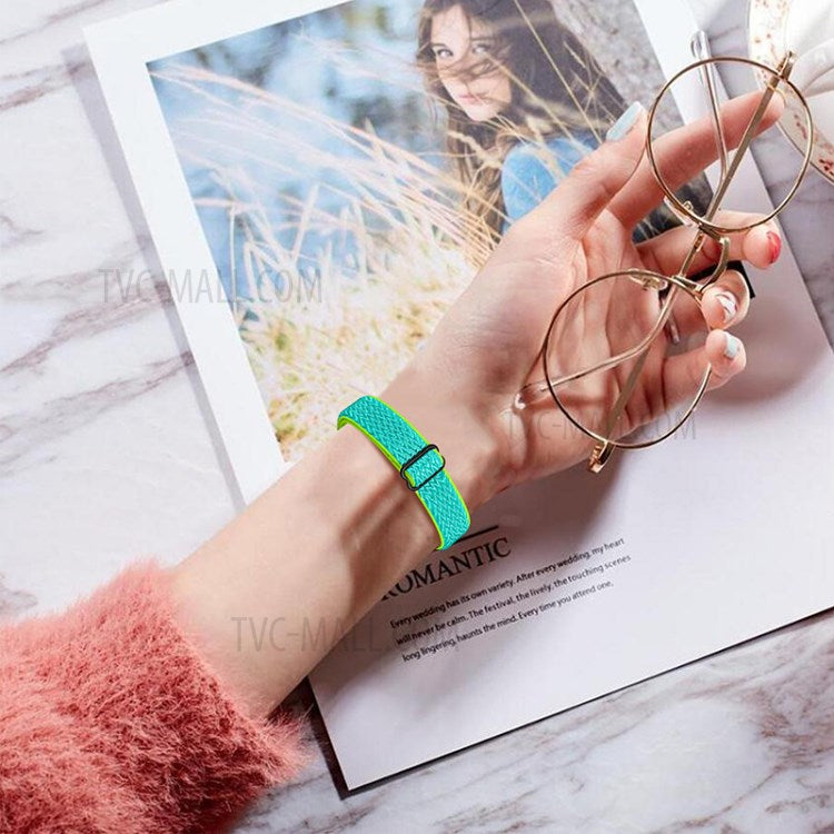 Braided Nylon Strap Watch Band Adjustable Elastic Solo Sports Loop Bracelet for Xiaomi Mi Band 4 / 3 - Yellow/Green