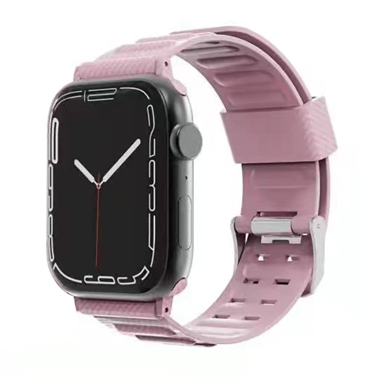 TPU Watch Strap Carbon Fiber Texture Watch Band Strap Replacement for Apple Watch Series Series 7 41mm - Pink