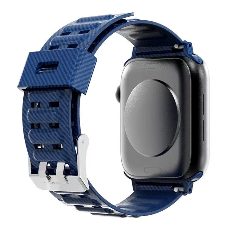 TPU Watch Strap Carbon Fiber Texture Watch Band Strap Replacement for Apple Watch Series Series 7 41mm - Pink