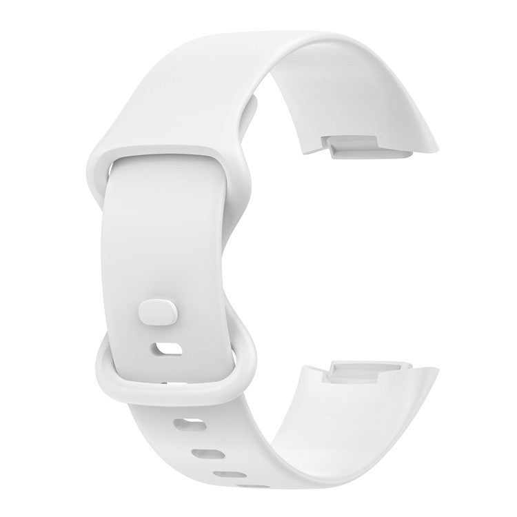 Soft TPU Replacement Watch Strap Smart Watch Band Strap (Size: L) for Fitbit Charge 5 - White