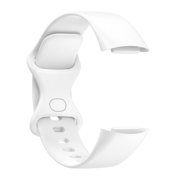 Soft TPU Replacement Watch Strap Smart Watch Band Strap (Size: L) for Fitbit Charge 5 - White