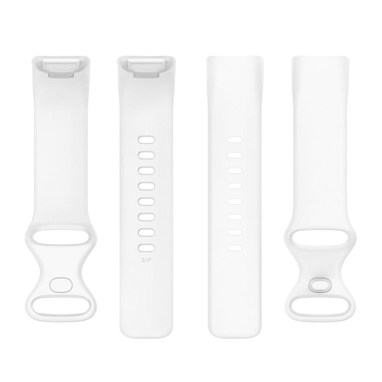 Soft TPU Replacement Watch Strap Smart Watch Band Strap (Size: L) for Fitbit Charge 5 - White