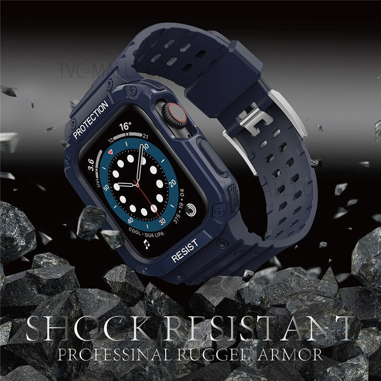 Electroplating One-Piece Soft TPU Smart Watch Replacement Strap for Apple Watch Series 10 42mm / 9 8 7 41mm / 6 5 4 SE SE (2022) SE (2023) 40mm / 3 2 1 38mm - Dark Blue / Blue