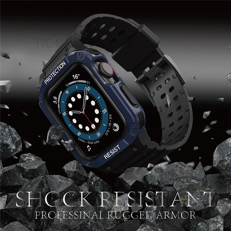 Electroplating One-piece Soft TPU Watch Band Replacement Wrist Strap for Apple Watch Series 6 / SE 44mm / SE (2022) 44mm / 5 / 4 44mm / 1 / 2 / 3 42mm / 7 45mm - Black / Blue