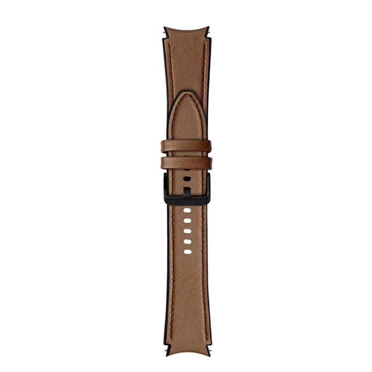 20mm Adjustable Leather Watch Band Strap for Samsung Galaxy Watch6 40mm 44mm / Watch6 Classic 43mm 47mm / Watch 5 40mm 44mm / 5 Pro 45mm / Watch4 40mm 44mm - Brown