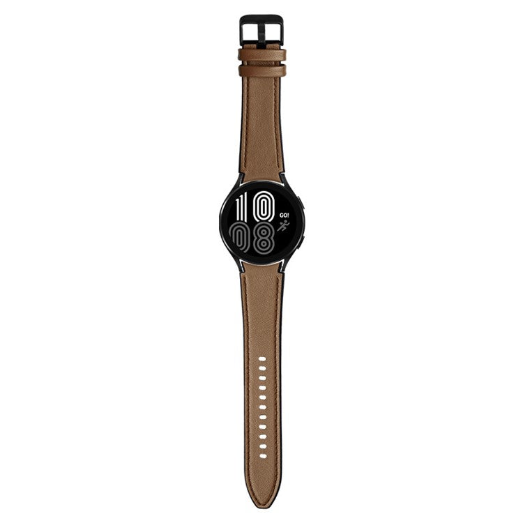20mm Adjustable Leather Watch Band Strap for Samsung Galaxy Watch6 40mm 44mm / Watch6 Classic 43mm 47mm / Watch 5 40mm 44mm / 5 Pro 45mm / Watch4 40mm 44mm - Brown