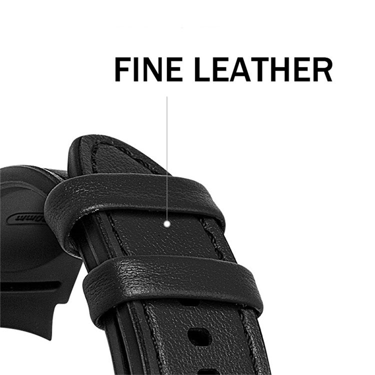 20mm Adjustable Leather Watch Band Strap for Samsung Galaxy Watch6 40mm 44mm / Watch6 Classic 43mm 47mm / Watch 5 40mm 44mm / 5 Pro 45mm / Watch4 40mm 44mm - Dark Green