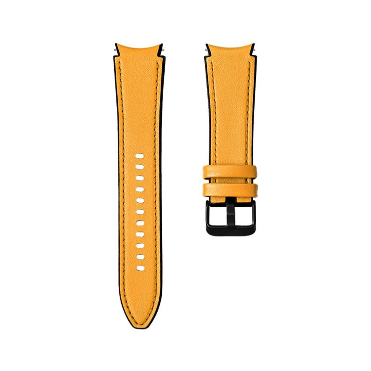 20mm Adjustable Leather Watch Band Strap for Samsung Galaxy Watch6 40mm 44mm / Watch6 Classic 43mm 47mm / Watch 5 40mm 44mm / 5 Pro 45mm / Watch4 40mm 44mm - Yellow