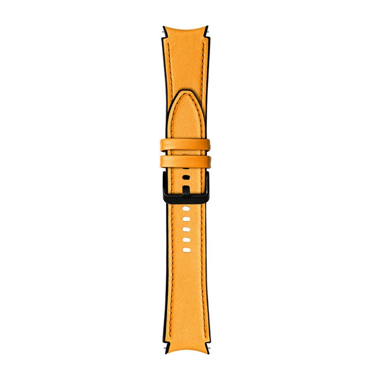 20mm Adjustable Leather Watch Band Strap for Samsung Galaxy Watch6 40mm 44mm / Watch6 Classic 43mm 47mm / Watch 5 40mm 44mm / 5 Pro 45mm / Watch4 40mm 44mm - Yellow