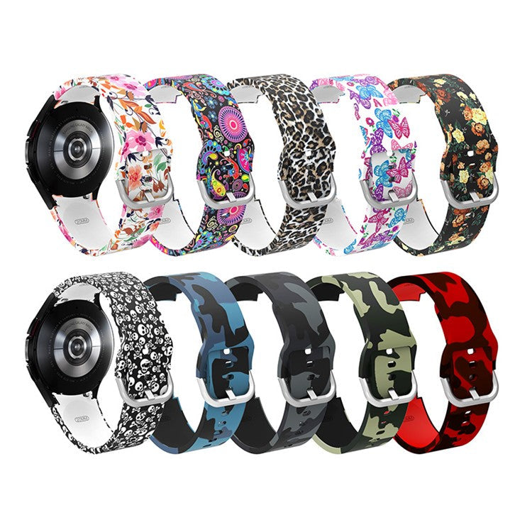 Pattern Printed Silicone Smart Watch Band Strap Replacement for Samsung Galaxy Watch6 40mm 44mm / Watch6 Classic 43mm 47mm / Watch 5 40mm 44mm / 5 Pro 45mm / Watch4 40mm 44mm - Camouflage Red