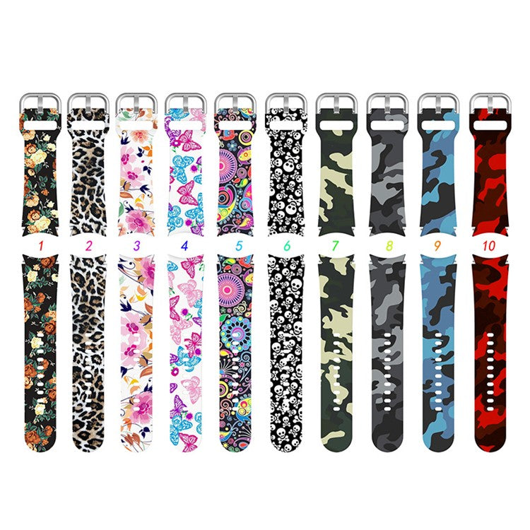 Pattern Printed Silicone Smart Watch Band Strap Replacement for Samsung Galaxy Watch6 40mm 44mm / Watch6 Classic 43mm 47mm / Watch 5 40mm 44mm / 5 Pro 45mm / Watch4 40mm 44mm - Skull