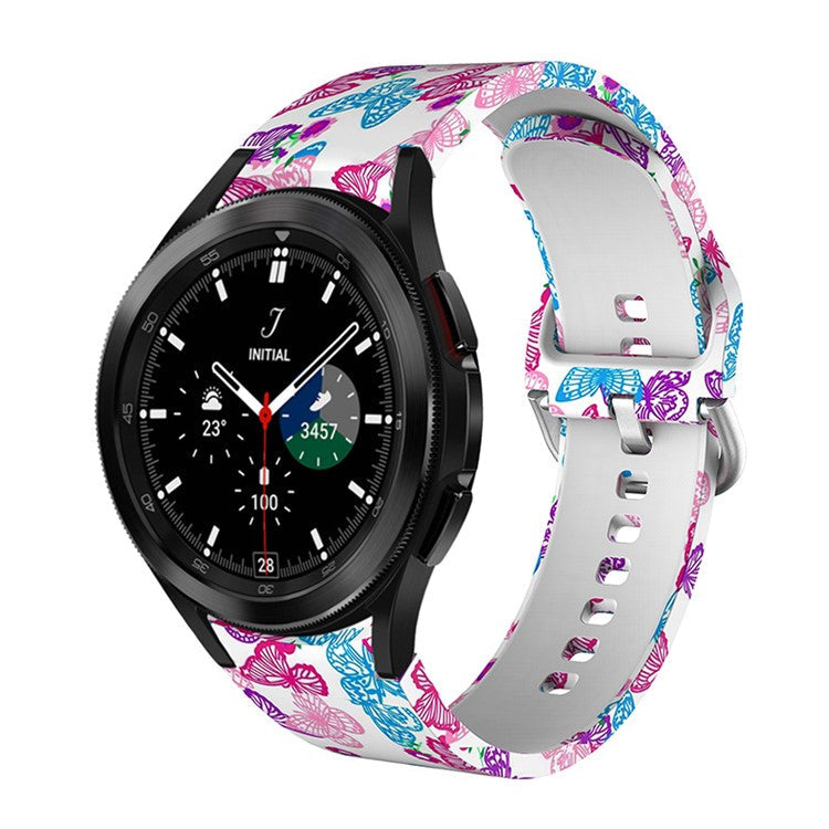 Pattern Printed Silicone Smart Watch Band Strap Replacement for Samsung Galaxy Watch6 40mm 44mm / Watch6 Classic 43mm 47mm / Watch 5 40mm 44mm / 5 Pro 45mm / Watch4 40mm 44mm - Butterflies