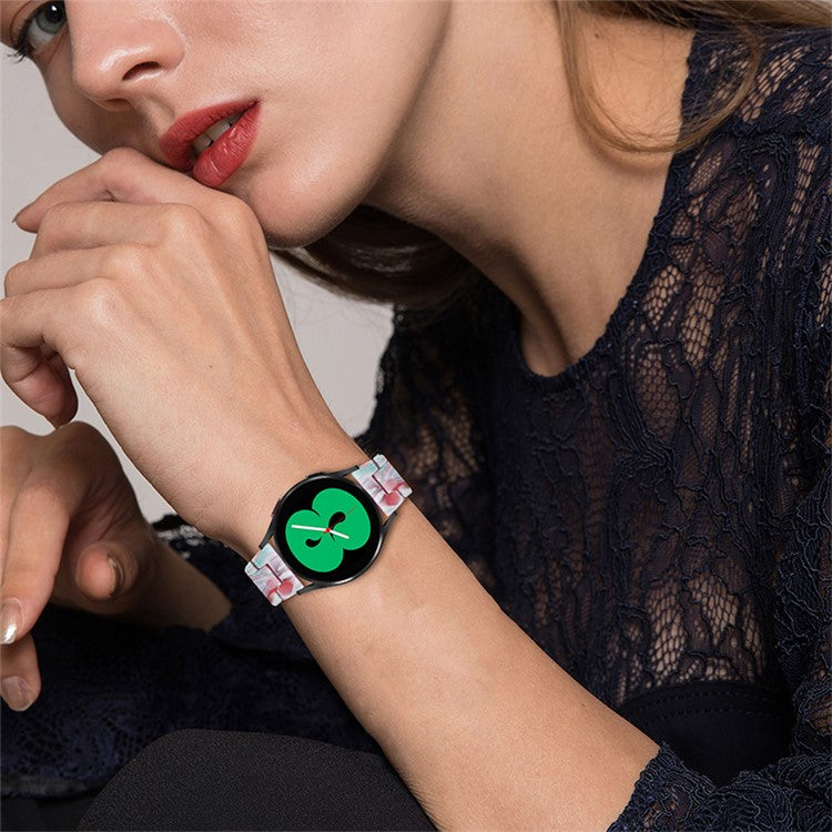 Resin Watch Band Stainless Steel Buckle Strap Bracelet for Samsung Galaxy Watch4 Classic 42mm / 46mm - Emerald Red