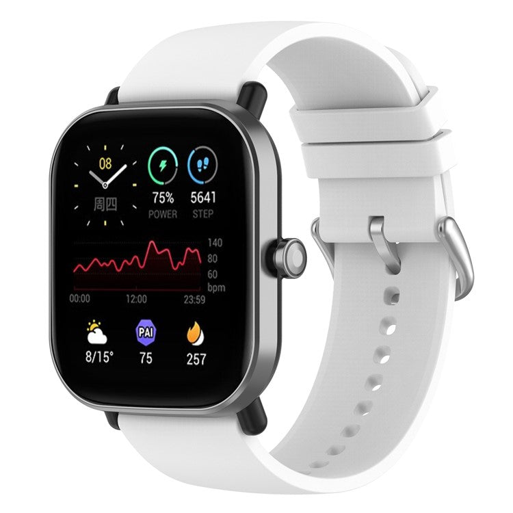 20mm Soft Silicone Smart Watch Band Replacement Adjustable Watch Straps for Huami Amazfit GTS 3 - White