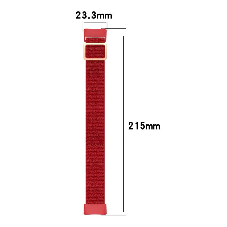 Adjustable Waterproof Smart Watch Band Elastic Nylon Replacement Straps for Fitbit Charge 6 / 5 - Pink