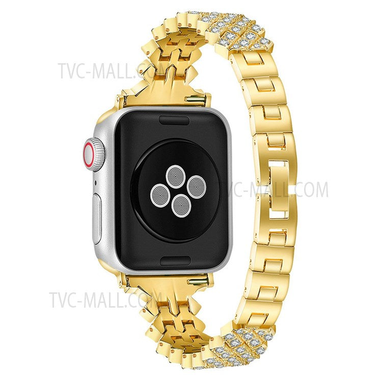 Rhinestone Aluminium Alloy Watch Band Metal Strap Bracelet for Apple Watch Series 10 42mm / 9 8 7 41mm / 6 5 4 SE SE (2022) SE (2023) 40mm / 3 2 1 38mm - Gold
