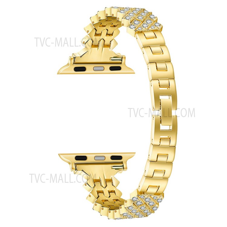 Rhinestone Aluminium Alloy Watch Band Metal Strap Bracelet for Apple Watch Series 10 42mm / 9 8 7 41mm / 6 5 4 SE SE (2022) SE (2023) 40mm / 3 2 1 38mm - Gold