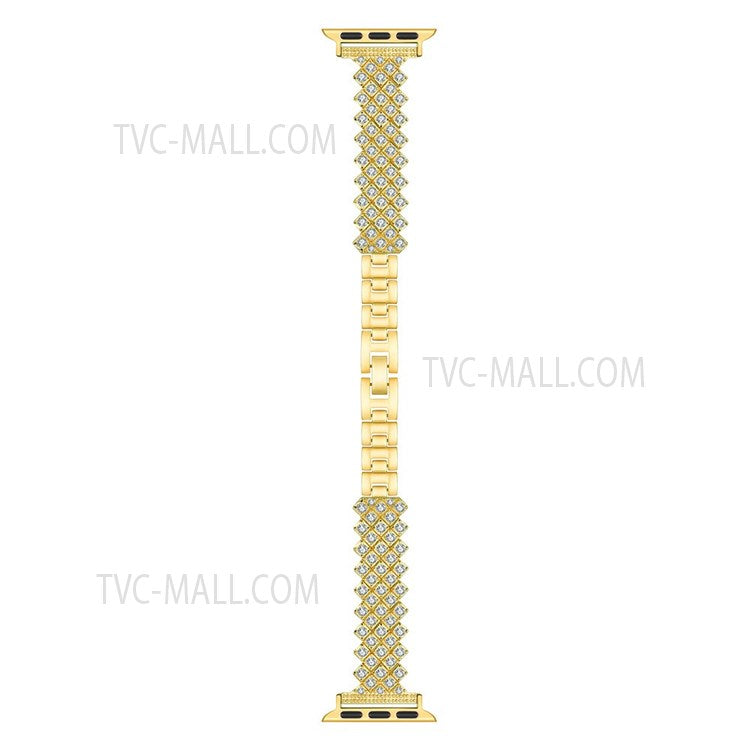 Rhinestone Aluminium Alloy Watch Band Metal Strap Bracelet for Apple Watch Series 10 42mm / 9 8 7 41mm / 6 5 4 SE SE (2022) SE (2023) 40mm / 3 2 1 38mm - Gold