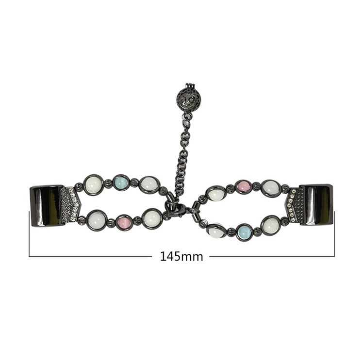 Agate Luminous Bead Decor Metal Replacement Watch Band Wrist Strap for Fitbit Charge 6 / 5 - Silver