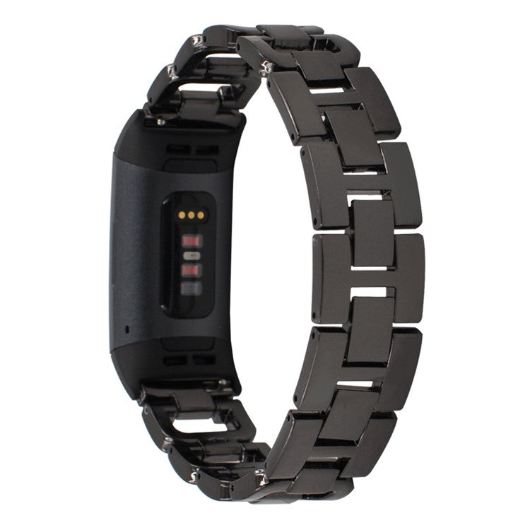 Durable Rhinestones Decor Aluminum Alloy Replacement Smart Watch Band Wrist Strap for Fitbit Charge 6 / 5 - Black