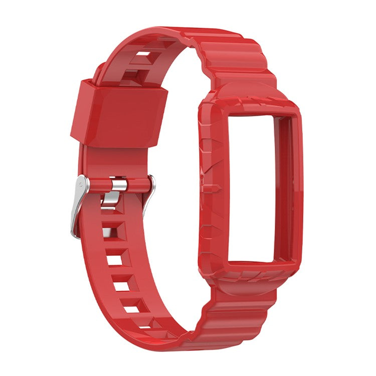 Integrated Soft TPU Strap and Watch Case Protective Cover for Fitbit Charge 4 / 4 SE / 3 / 3 SE - Red