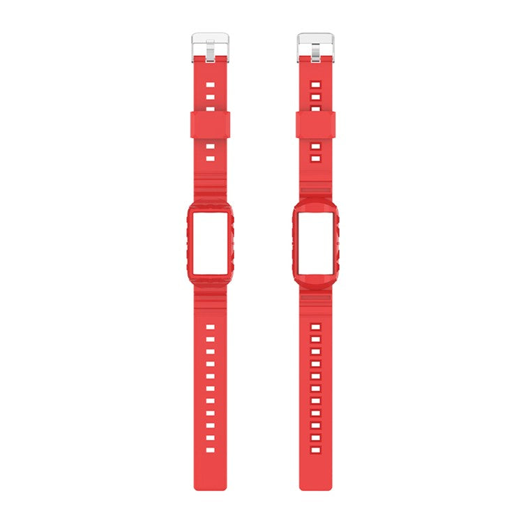 Integrated Soft TPU Strap and Watch Case Protective Cover for Fitbit Charge 4 / 4 SE / 3 / 3 SE - Red