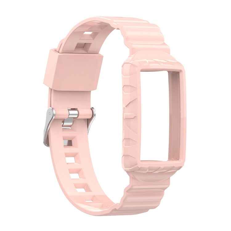 Integrated Soft TPU Strap and Watch Case Protective Cover for Fitbit Charge 4 / 4 SE / 3 / 3 SE - Light Pink