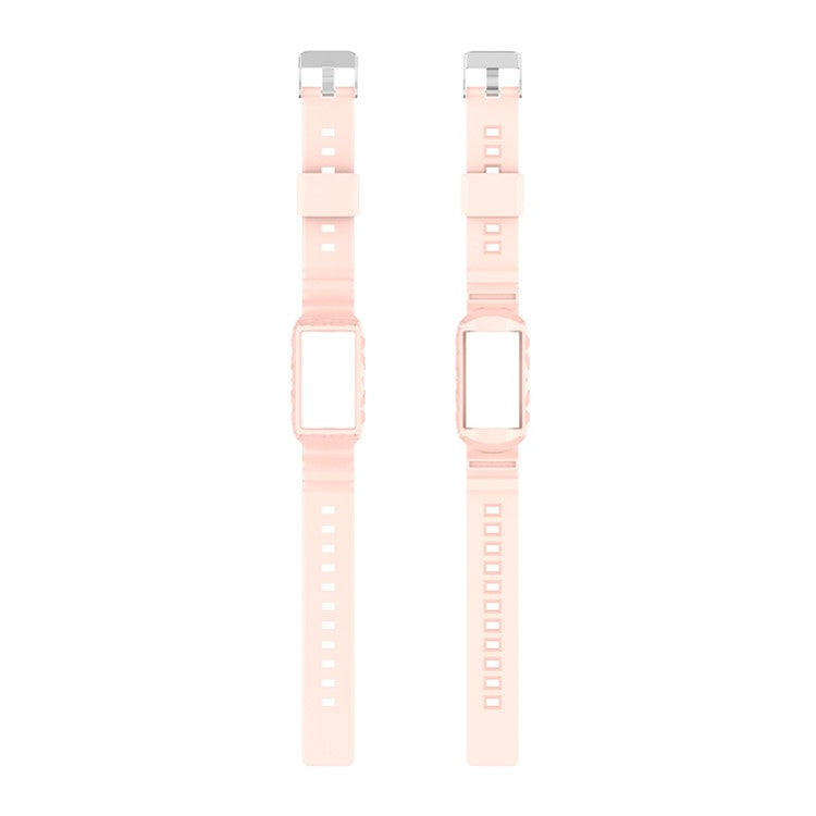 Integrated Soft TPU Strap and Watch Case Protective Cover for Fitbit Charge 4 / 4 SE / 3 / 3 SE - Light Pink