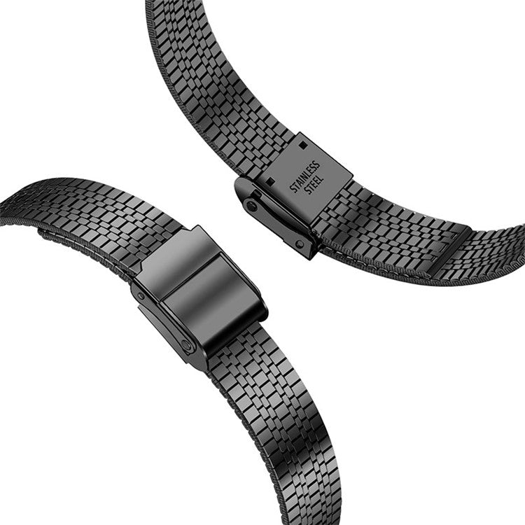 5 Beads Stainless Steel Wrist Strap with Double Buckle Smart Watch Band for Fitbit Inspire 1/2/Inspire HR - Black