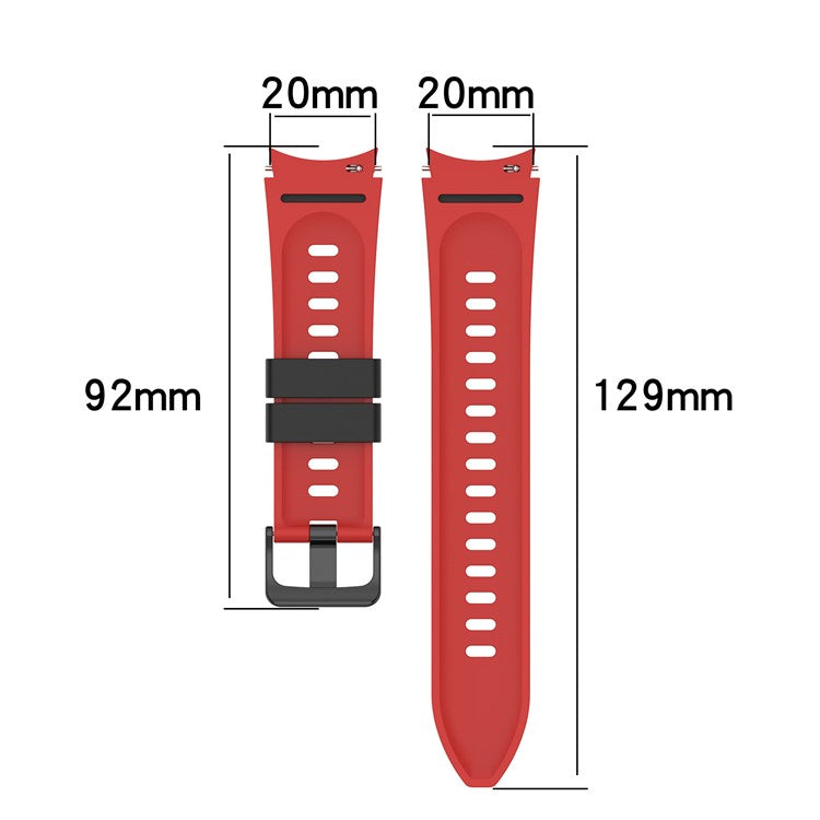 Dual Color Breathable Sport Silicone Watch Band Replacement Strap for Samsung Galaxy Watch6 40mm 44mm / Watch6 Classic 43mm 47mm / Watch 5 40mm 44mm / 5 Pro 45mm / Watch4 40mm 44mm / Watch3 41mm - Black / Red