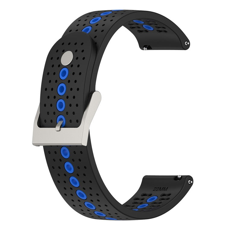 20mm Bi-color Silicone Watch Strap Wristband for Huawei Watch GT3 42mm/Samsung Galaxy Watch 42mm - Black/Blue