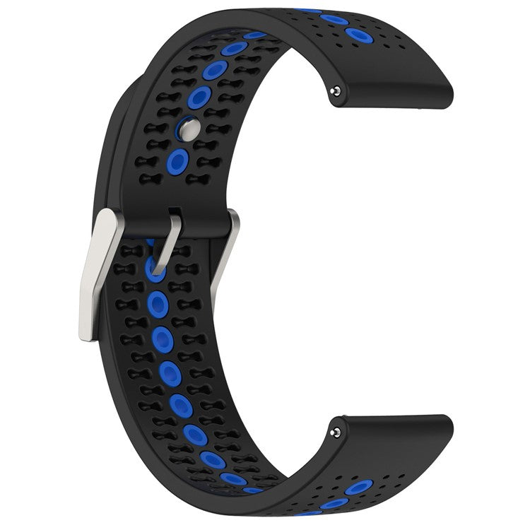 20mm Bi-color Silicone Watch Strap Wristband for Huawei Watch GT3 42mm/Samsung Galaxy Watch 42mm - Black/Blue