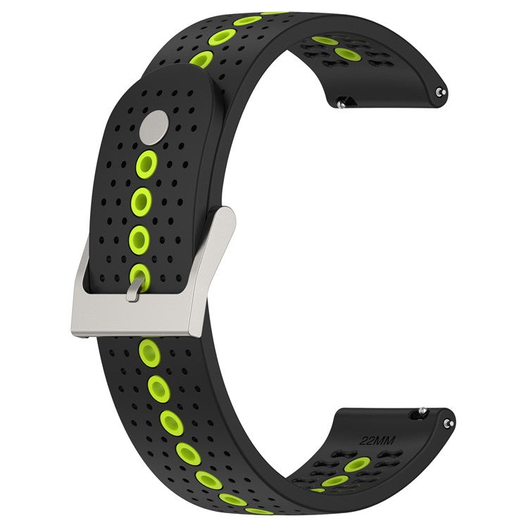 20mm Bi-color Silicone Watch Strap Wristband for Huawei Watch GT3 42mm/Samsung Galaxy Watch 42mm - Black/Lime