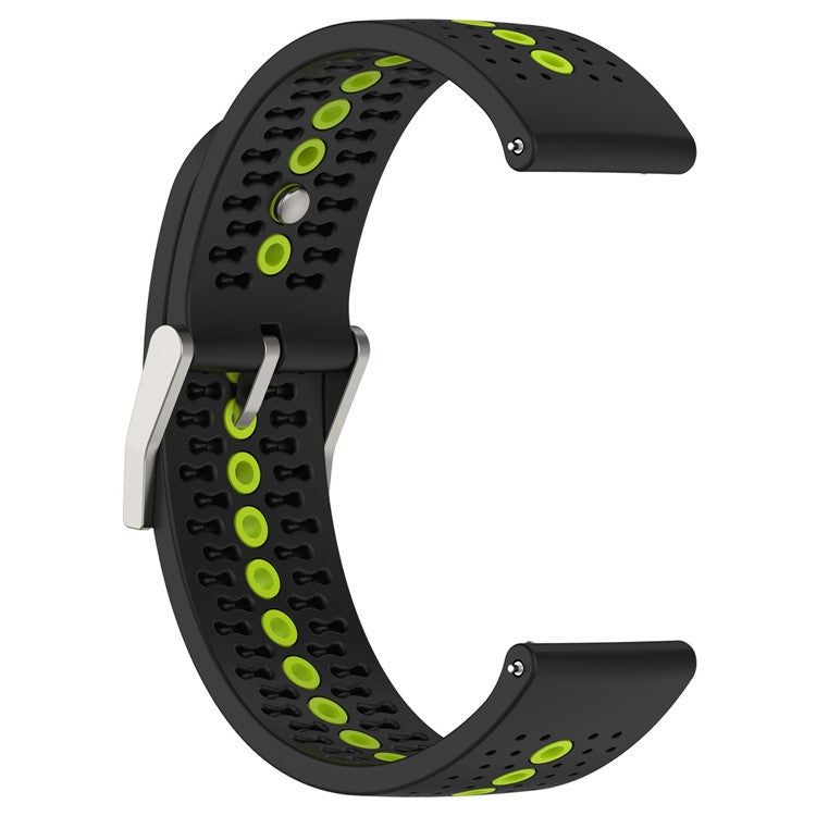 20mm Bi-color Silicone Watch Strap Wristband for Huawei Watch GT3 42mm/Samsung Galaxy Watch 42mm - Black/Lime
