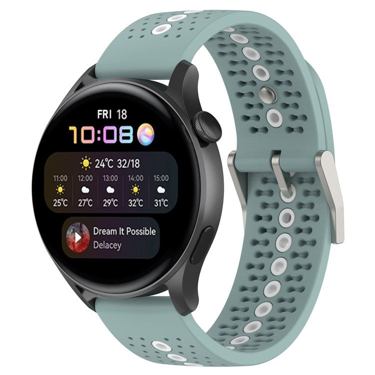 20mm Bi-color Silicone Watch Strap Wristband for Huawei Watch GT3 42mm/Samsung Galaxy Watch 42mm - Cyan/White